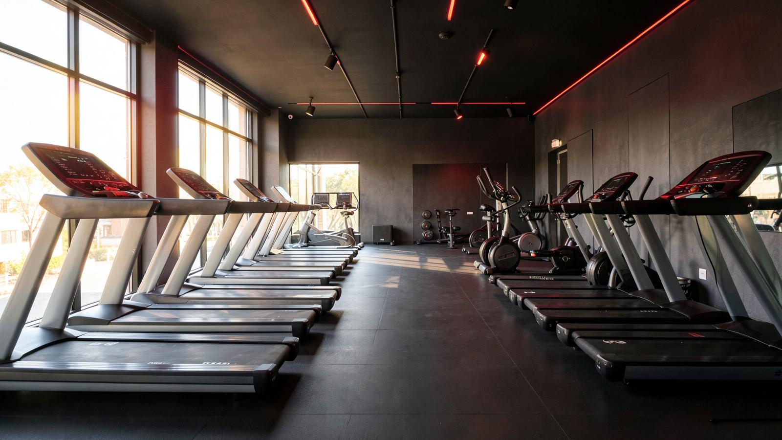 Cardio area with treadmills at The Fitness Studio