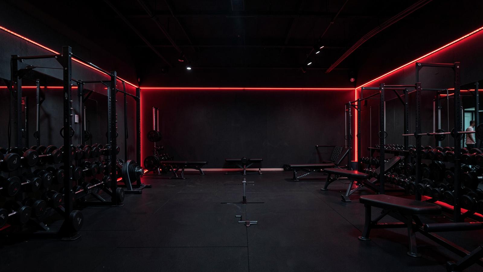 Free weights and squat rack area